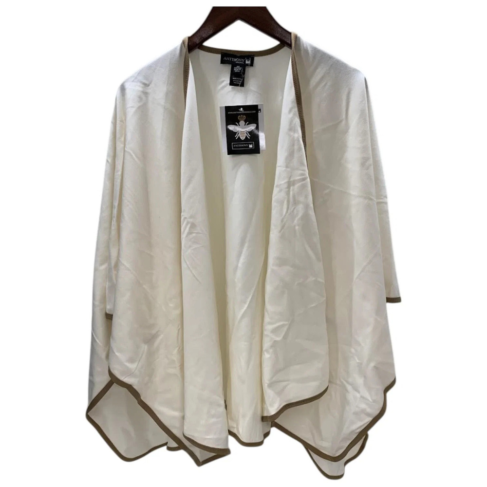 Antthony Women's Originals Ruana w Contrast Binding Ivory -